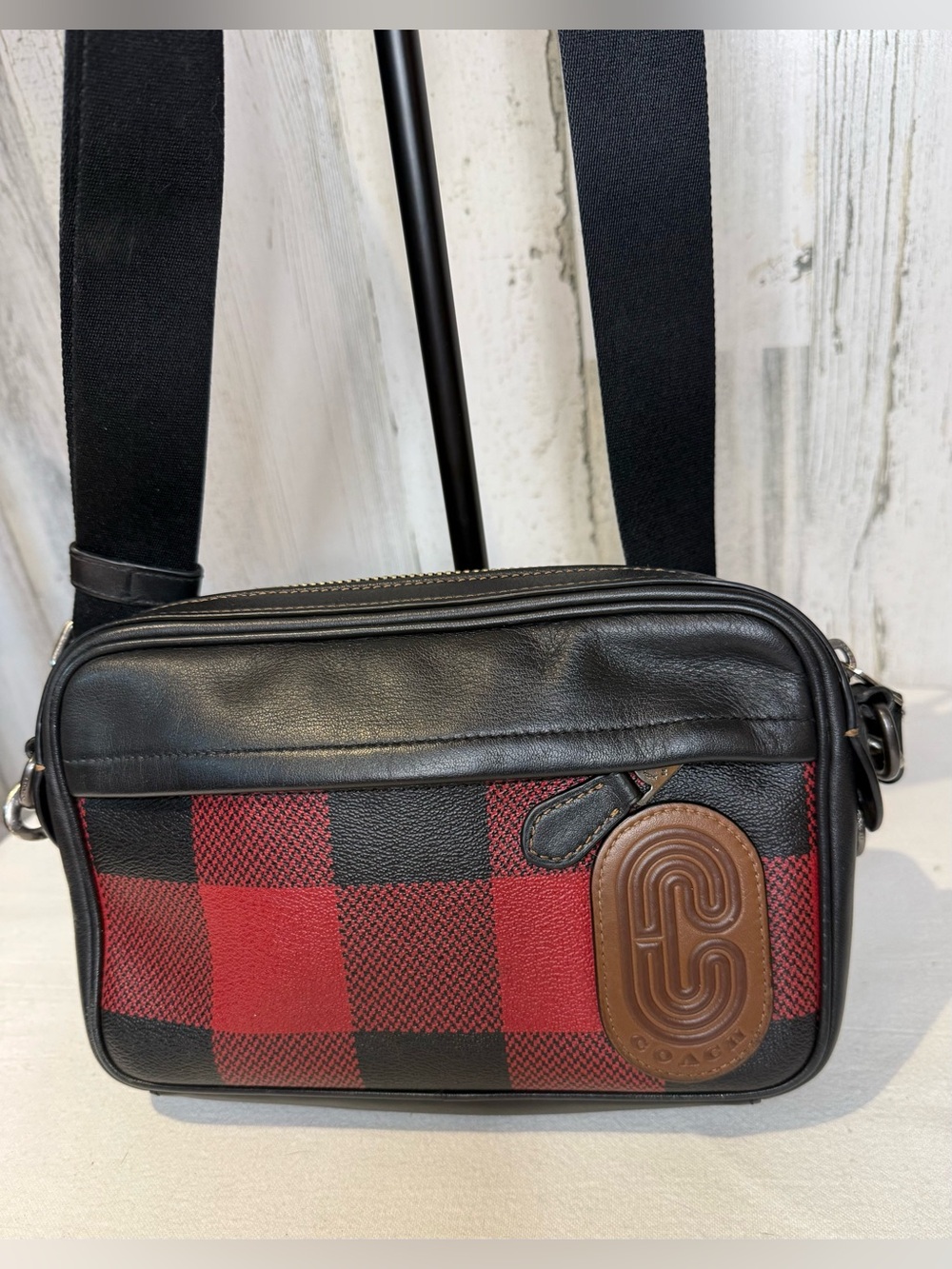 Coach Graham *Sample Bag* Crossbody  Red & Black Buffalo Plaid Leather